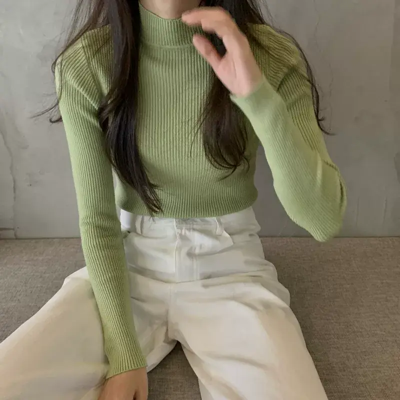 Women's Purple Knitted Half Turtleneck Top — feature 16