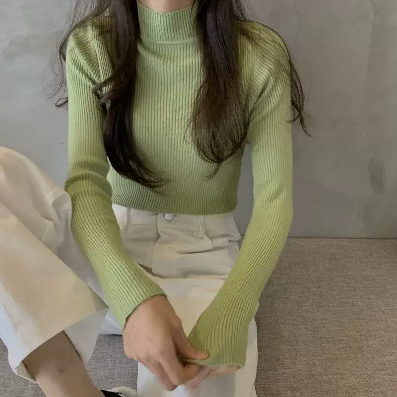 Women's Purple Knitted Half Turtleneck Top — feature 18