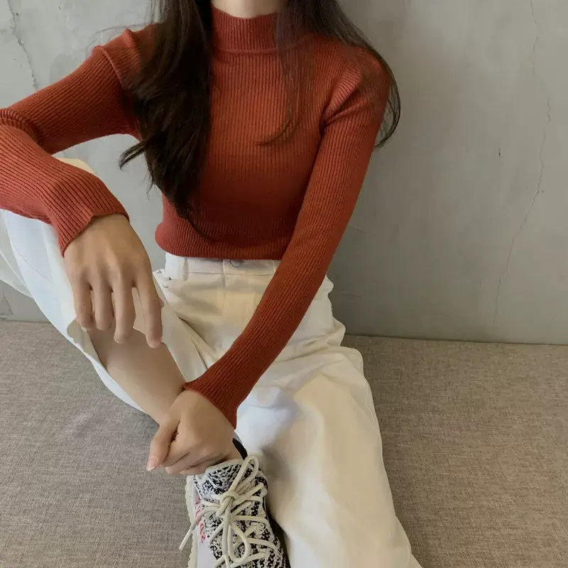 Women's Purple Knitted Half Turtleneck Top — feature 26