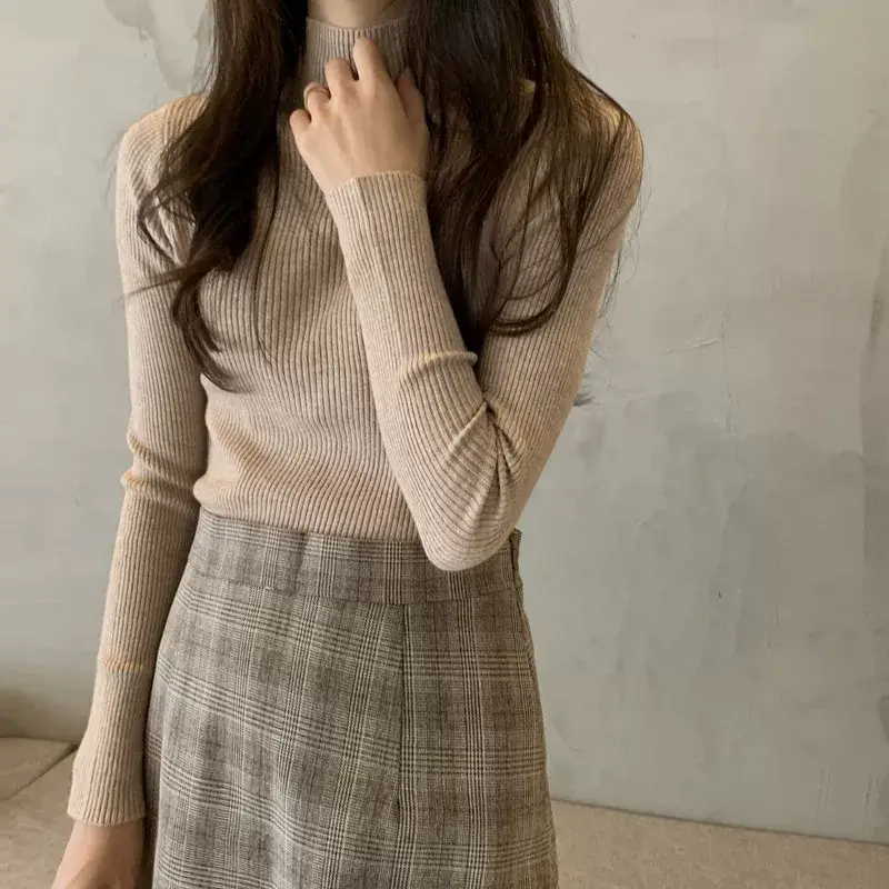 Women's Purple Knitted Half Turtleneck Top — feature 27