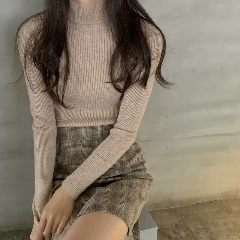 Women's Purple Knitted Half Turtleneck Top — feature 29