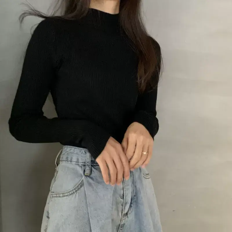 Women's Purple Knitted Half Turtleneck Top — feature 36