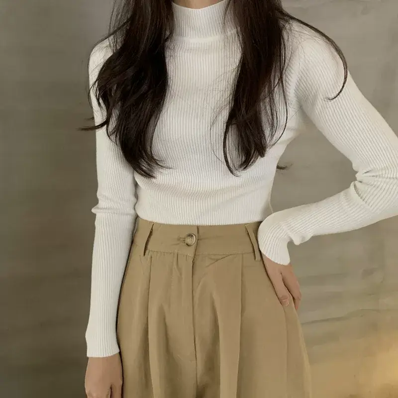 Women's Purple Knitted Half Turtleneck Top — feature 40