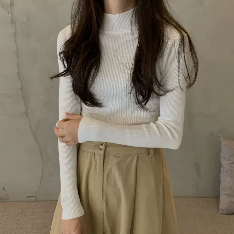 Women's Purple Knitted Half Turtleneck Top — feature 41