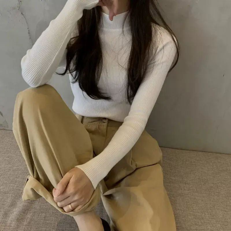 Women's Purple Knitted Half Turtleneck Top — feature 42