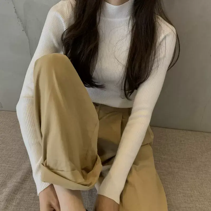 Women's Purple Knitted Half Turtleneck Top — feature 43