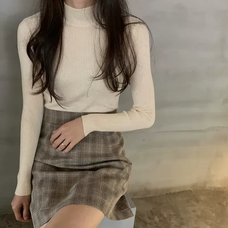 Women's Purple Knitted Half Turtleneck Top — feature 6