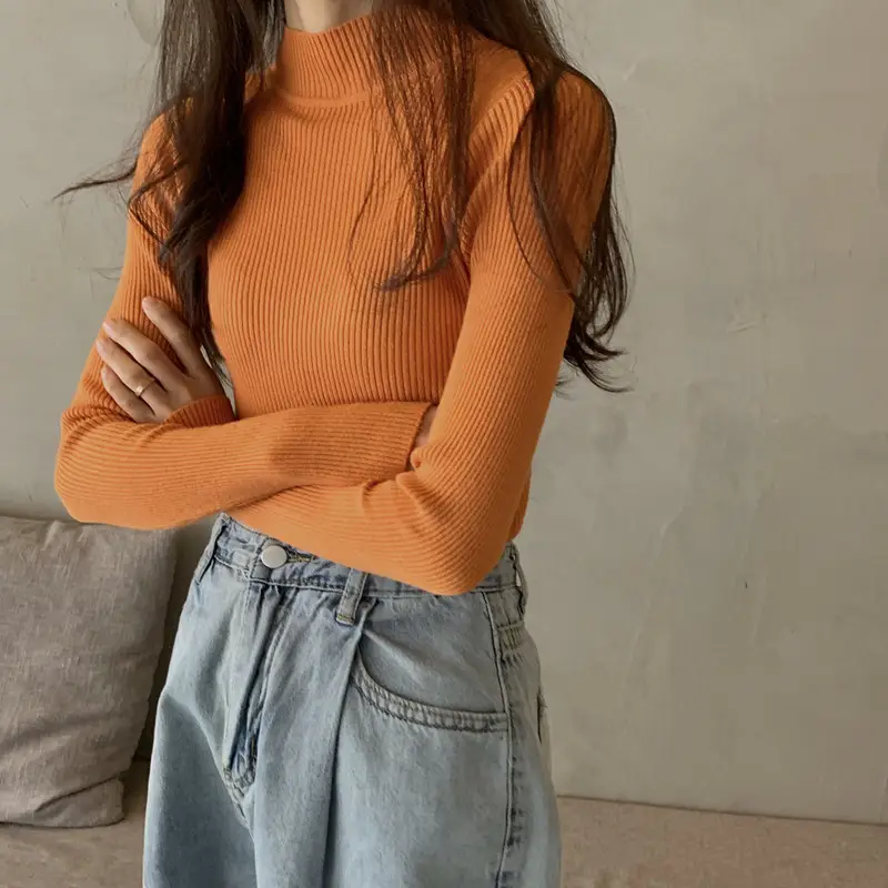 Women's Purple Knitted Half Turtleneck Top - Image 10