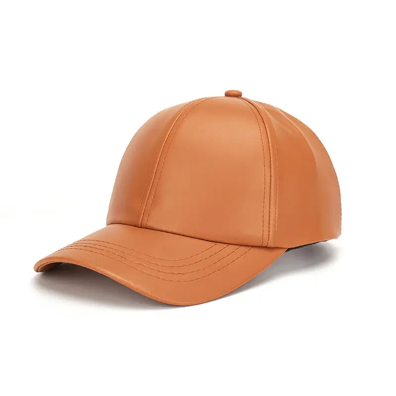Brown Leather Baseball Cap for Men Women Outdoor Hip Hop - Image 3