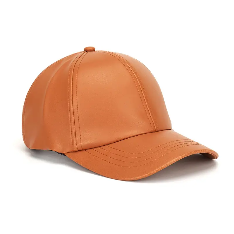 Brown Leather Baseball Cap for Men Women Outdoor Hip Hop - Image 4
