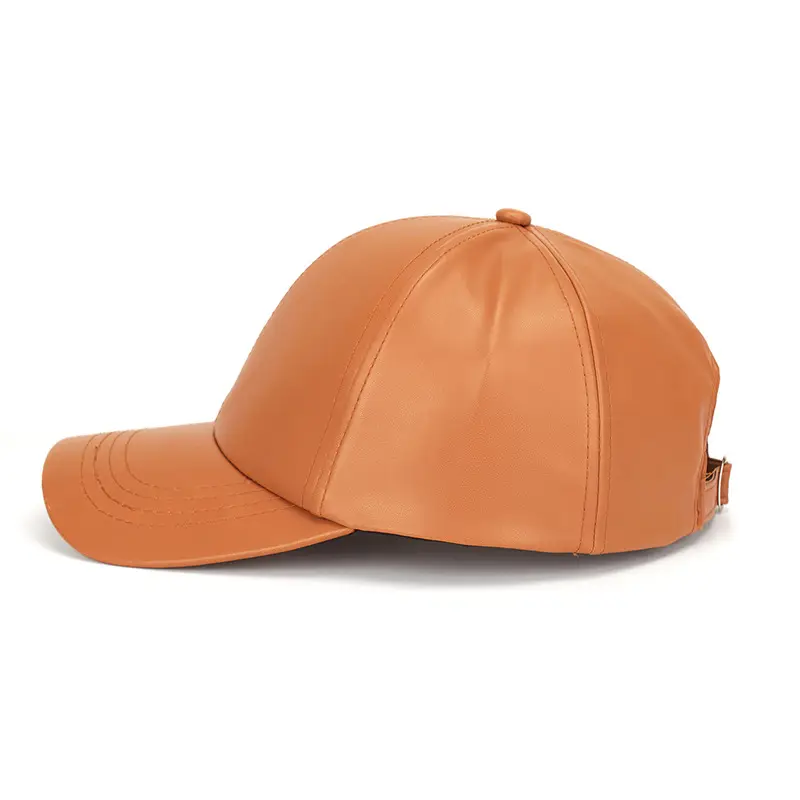 Brown Leather Baseball Cap for Men Women Outdoor Hip Hop - Image 5
