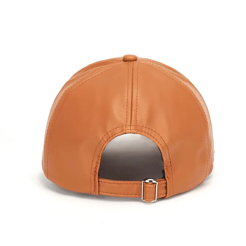 Brown Leather Baseball Cap for Men Women Outdoor Hip Hop - Image 6