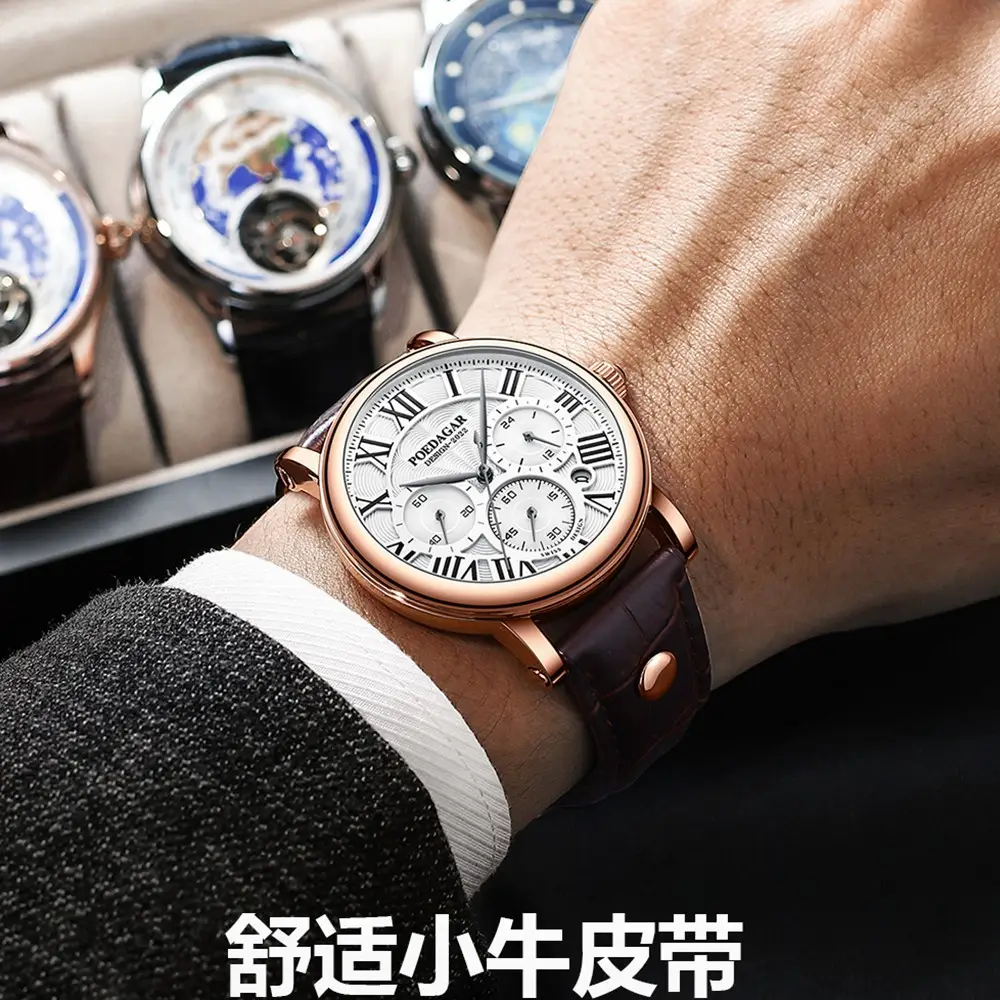 Pordagar Men's Quartz Watch with Leather Belt - Image 10