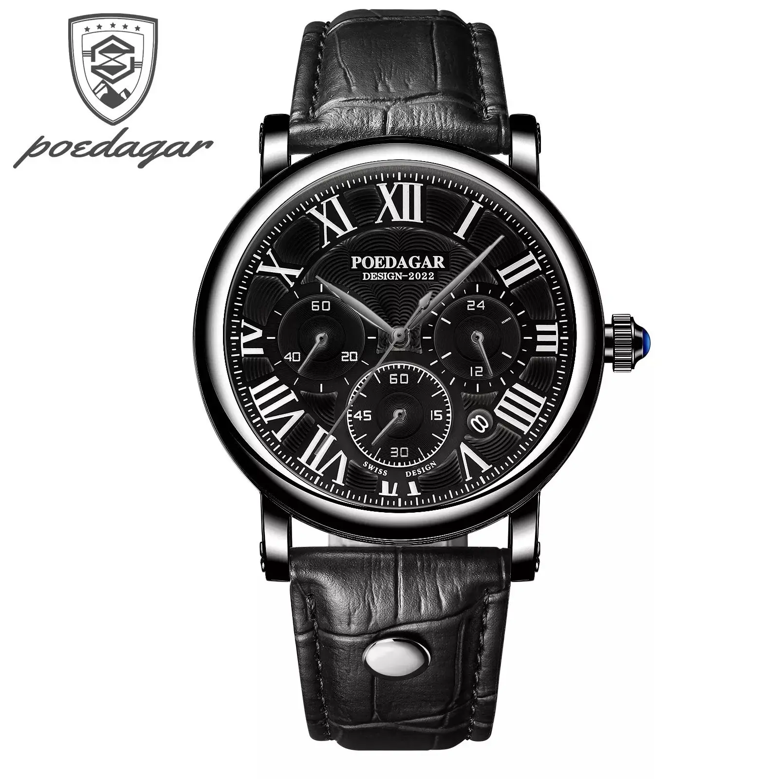 Pordagar Men's Quartz Watch with Leather Belt - Image 3