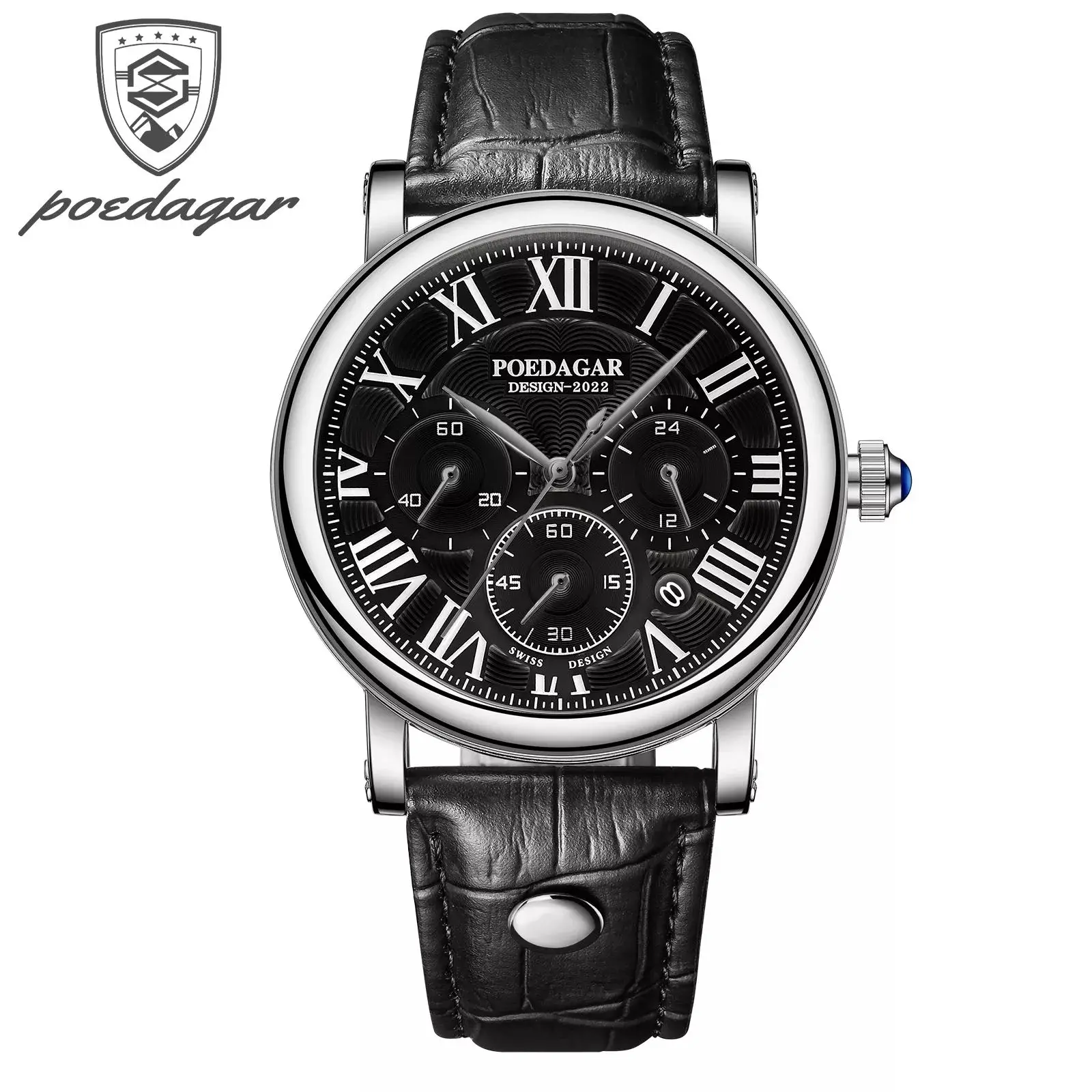 Pordagar Men's Quartz Watch with Leather Belt - Image 4