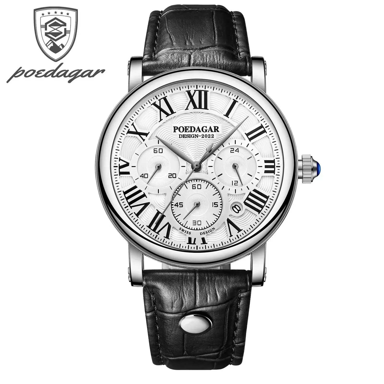 Pordagar Men's Quartz Watch with Leather Belt - Image 5