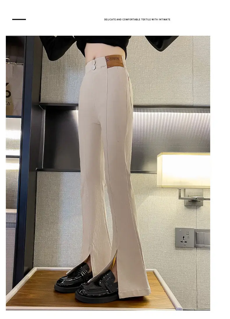 Girls Flared Pants Spring Autumn New Casual Slit Length — feature 18