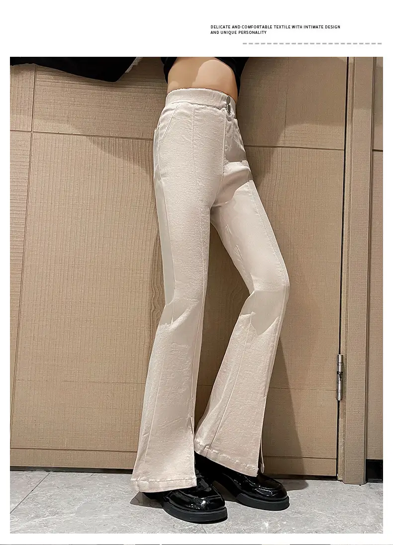Girls Flared Pants Spring Autumn New Casual Slit Length — feature 19