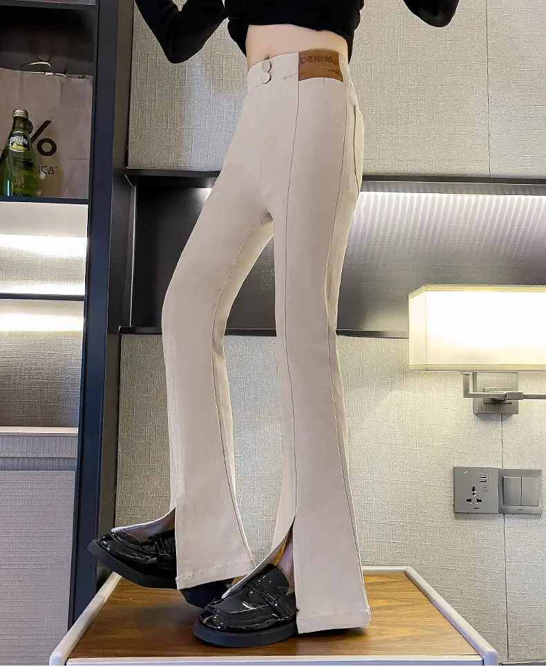 Girls Flared Pants Spring Autumn New Casual Slit Length — feature 20