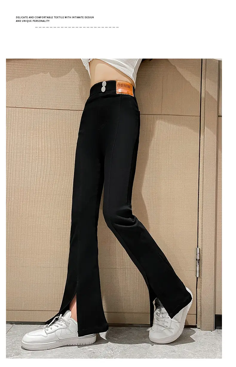 Girls Flared Pants Spring Autumn New Casual Slit Length — feature 23