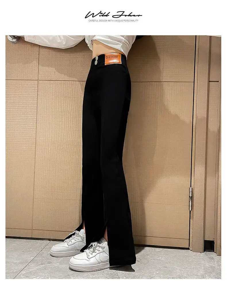 Girls Flared Pants Spring Autumn New Casual Slit Length — feature 25