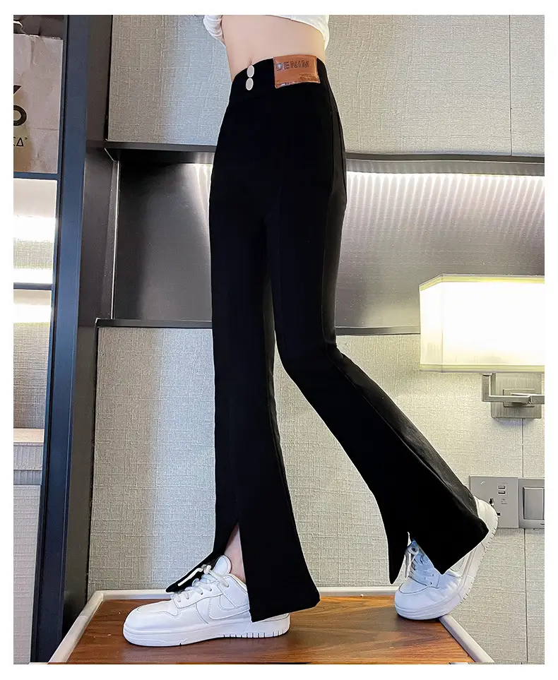 Girls Flared Pants Spring Autumn New Casual Slit Length — feature 29