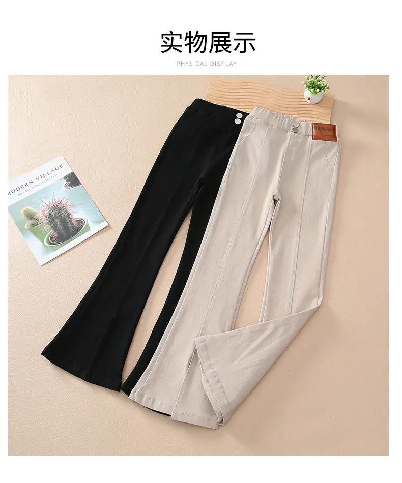 Girls Flared Pants Spring Autumn New Casual Slit Length — feature 30