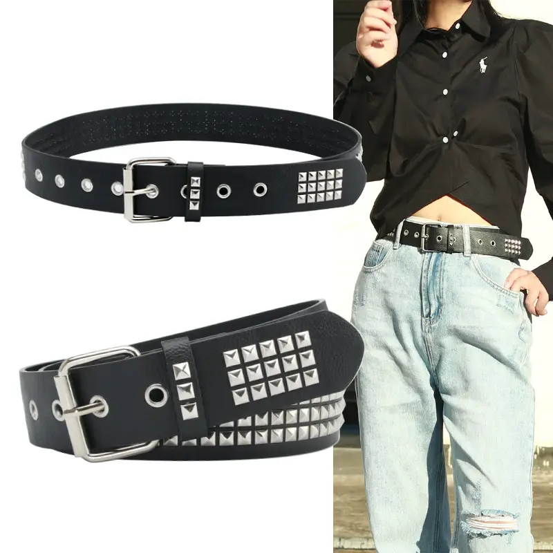 Women's Black Square Beads Belt for Men & Women - Image 2