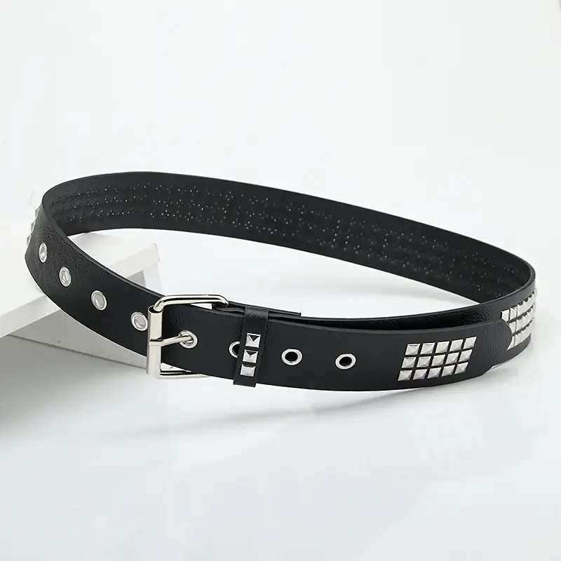 Women's Black Square Beads Belt for Men & Women