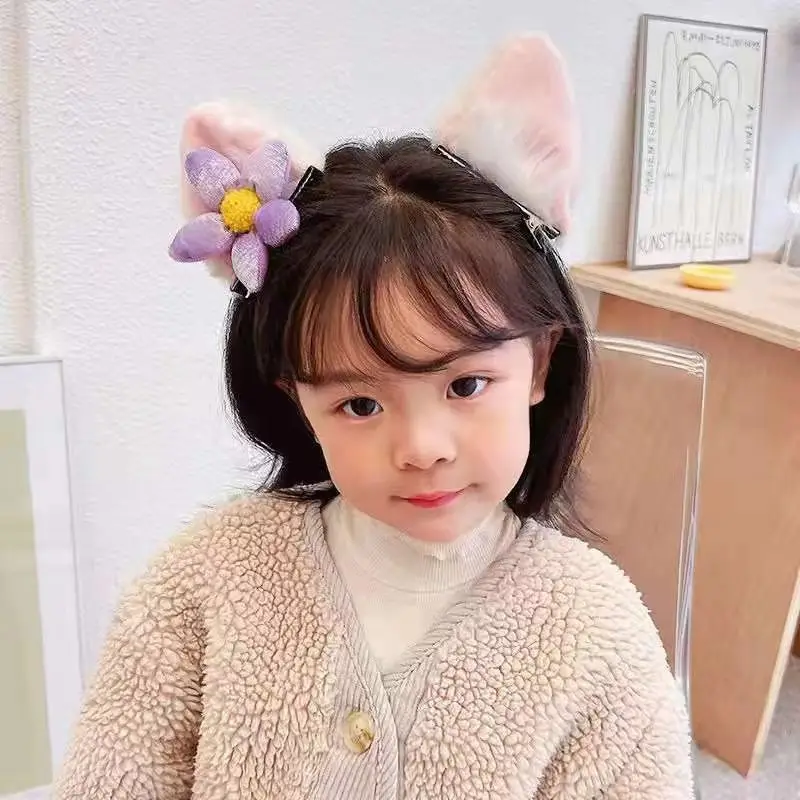 Plush Flower Hair Clip for Girls Cute Headband - Image 4