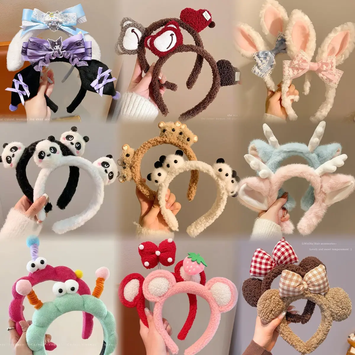 Red Plush Bear & Star Headband with Bow - Image 208