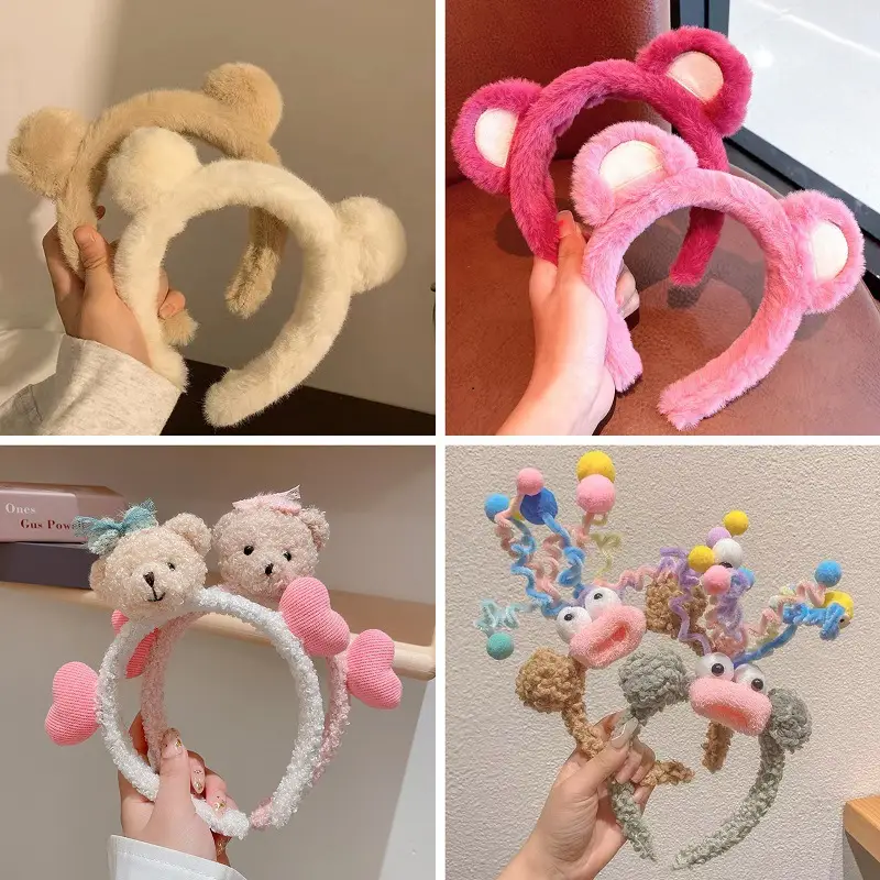 Red Plush Bear & Star Headband with Bow - Image 209