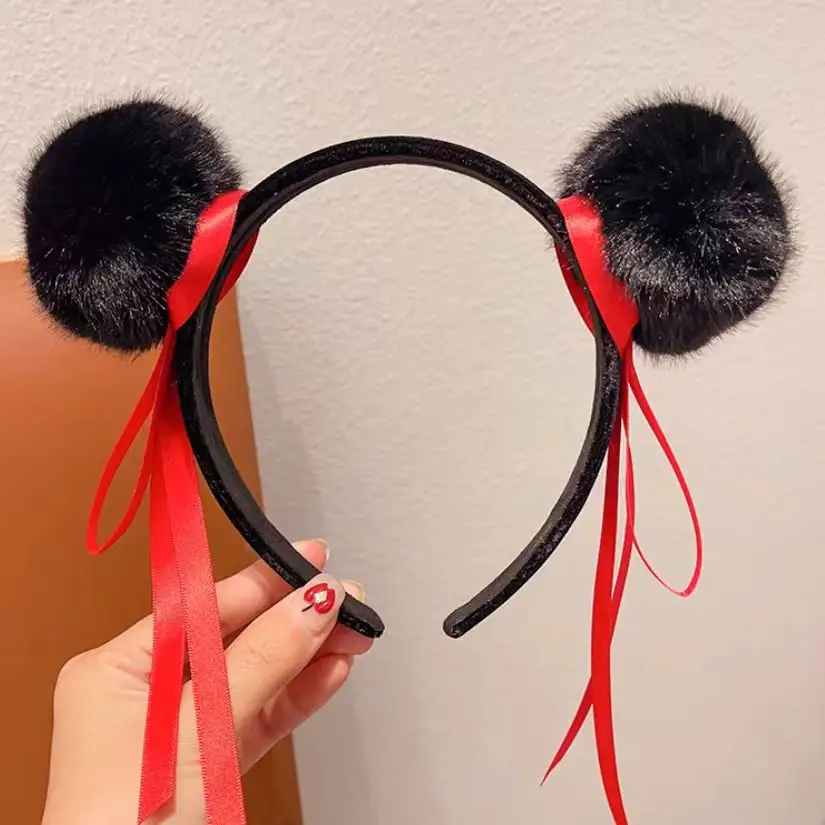 Red Plush Bear & Star Headband with Bow - Image 158
