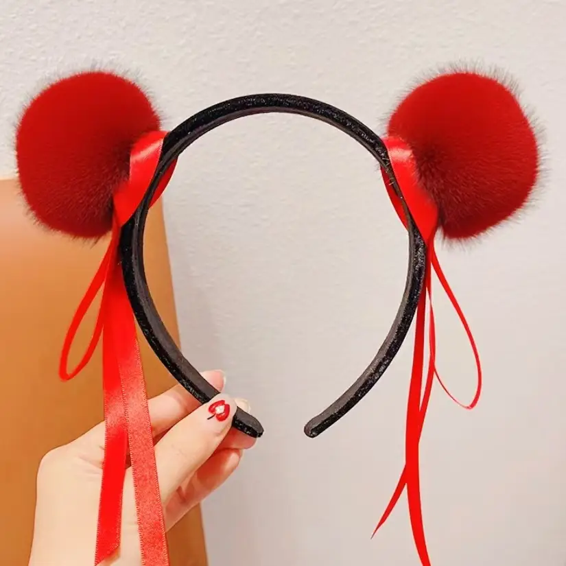 Red Plush Bear & Star Headband with Bow - Image 159