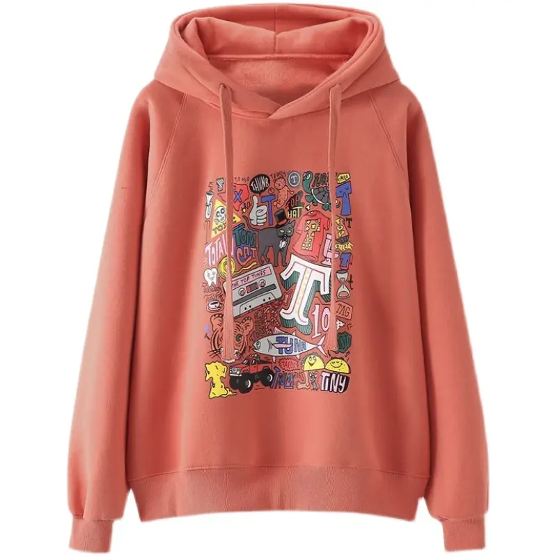 Girls Fleece Hoodie Green Graphic Print Long Sleeve