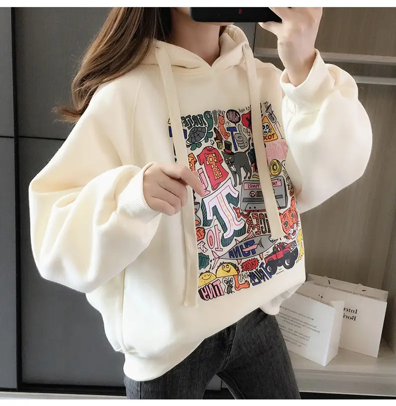 Girls Fleece Hoodie Green Graphic Print Long Sleeve — feature 10