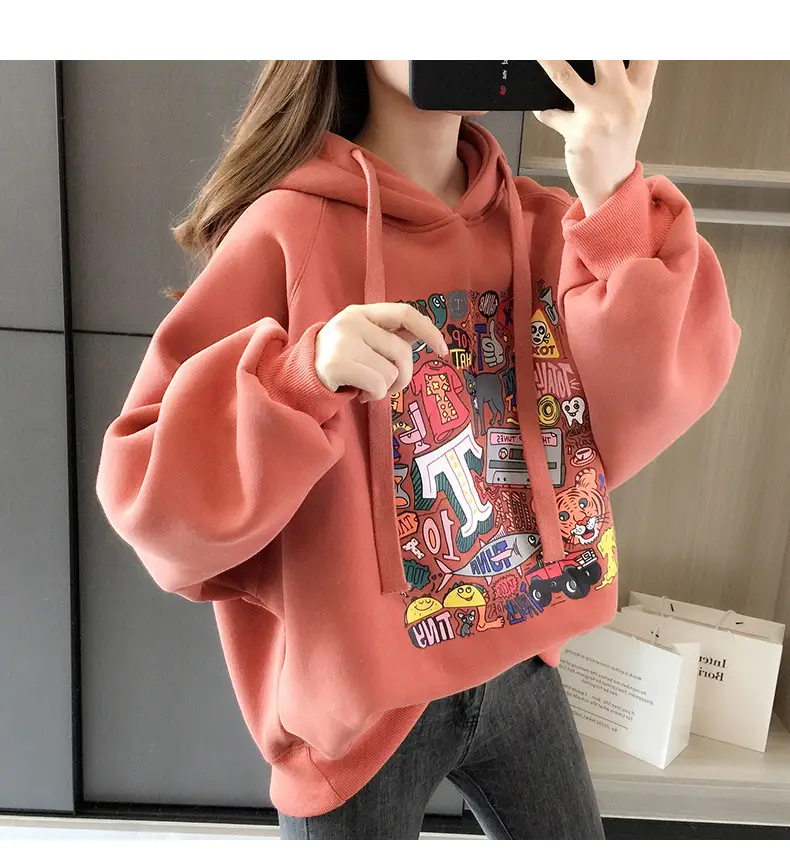 Girls Fleece Hoodie Green Graphic Print Long Sleeve — feature 7