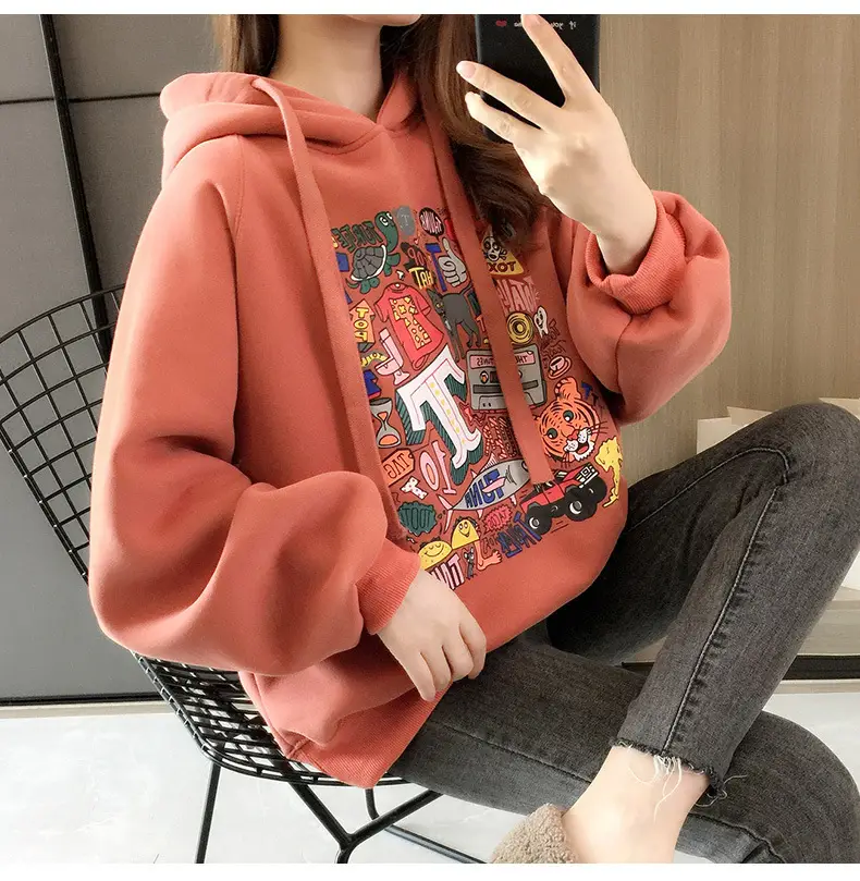 Girls Fleece Hoodie Green Graphic Print Long Sleeve — feature 9