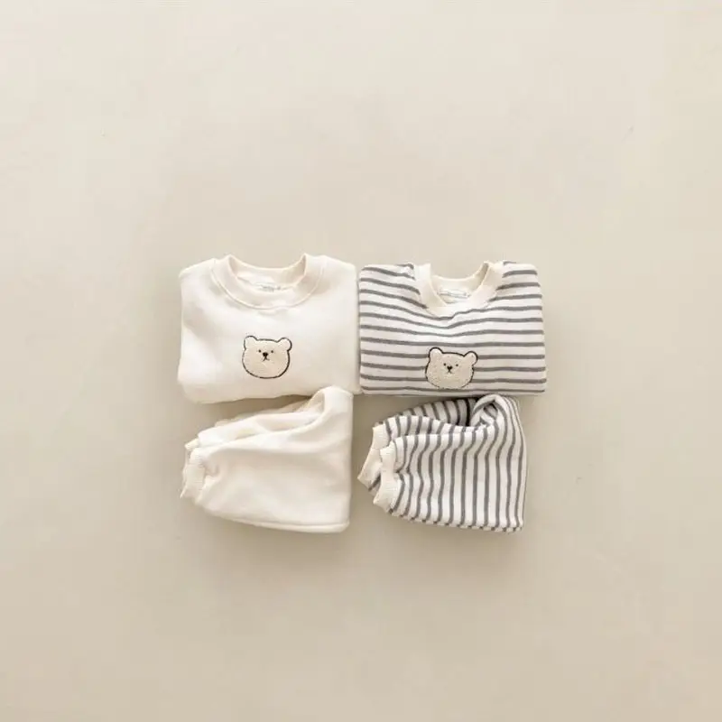 Korean Style Striped Bear Head Jumpsuit for Baby