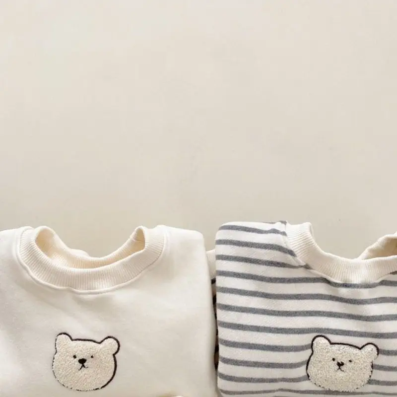 Korean Style Striped Bear Head Jumpsuit for Baby