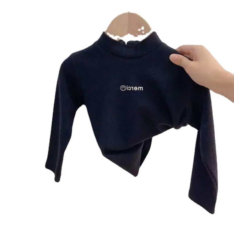 Men's Navy Blue Cotton High Collar T-Shirt - Image 13