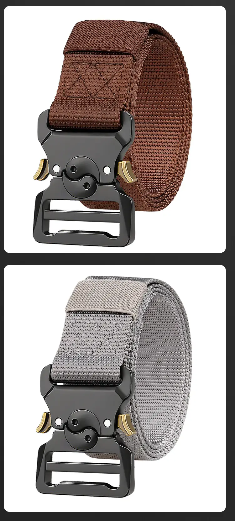 Men's Tactical Nylon Belt Brown 3.8" Military Fan β feature 11