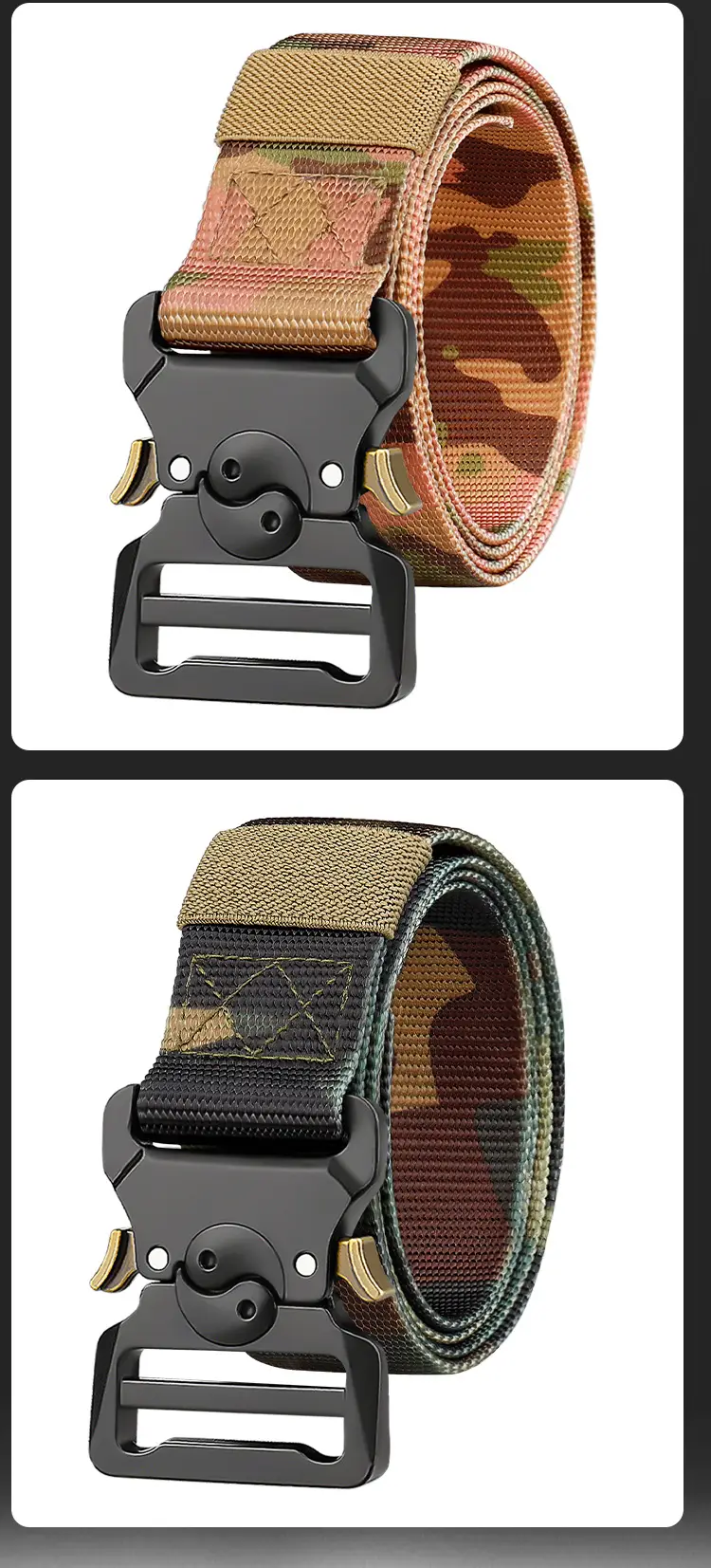 Men's Tactical Nylon Belt Brown 3.8" Military Fan β feature 12
