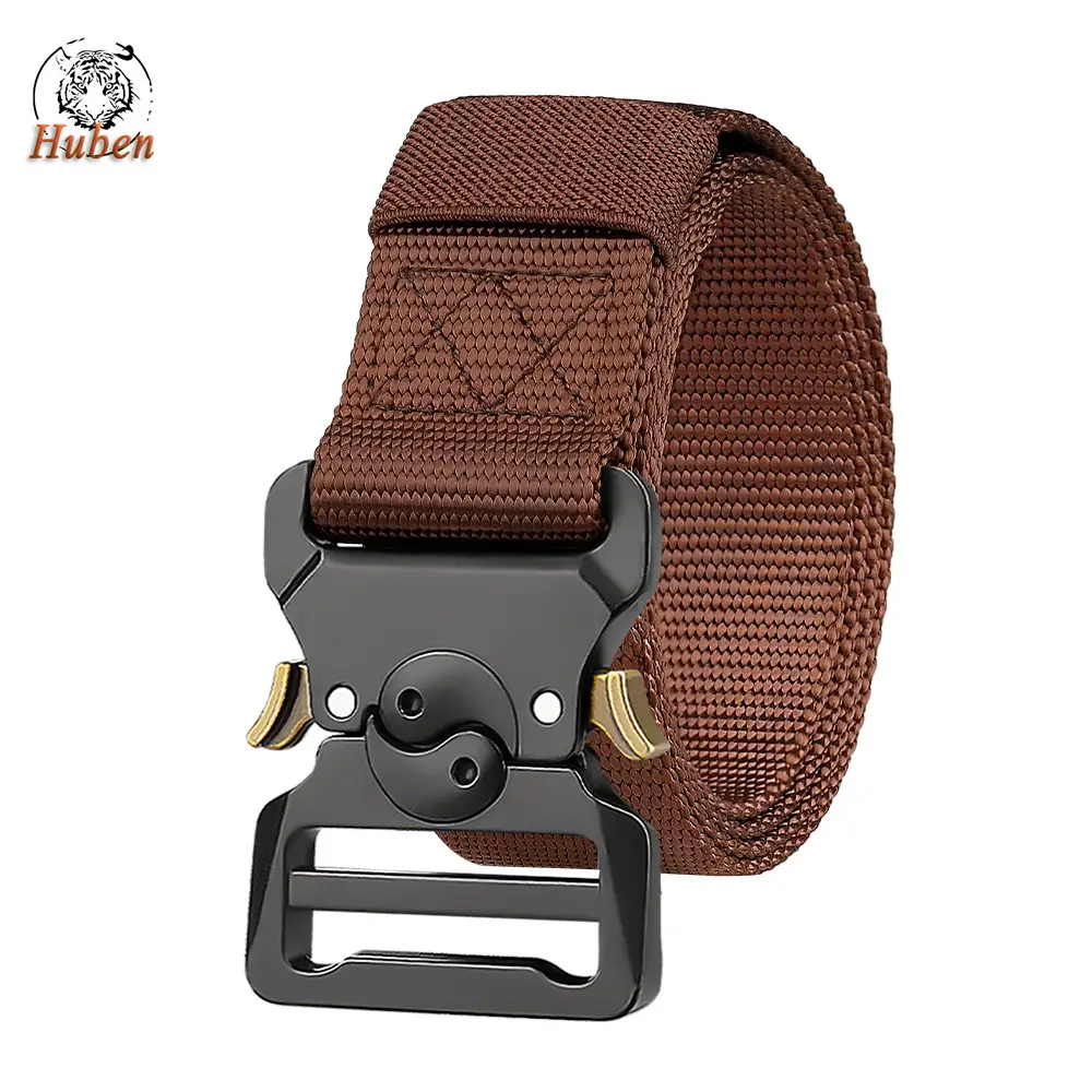 Men's Tactical Nylon Belt Brown 3.8" Military Fan - Image 6