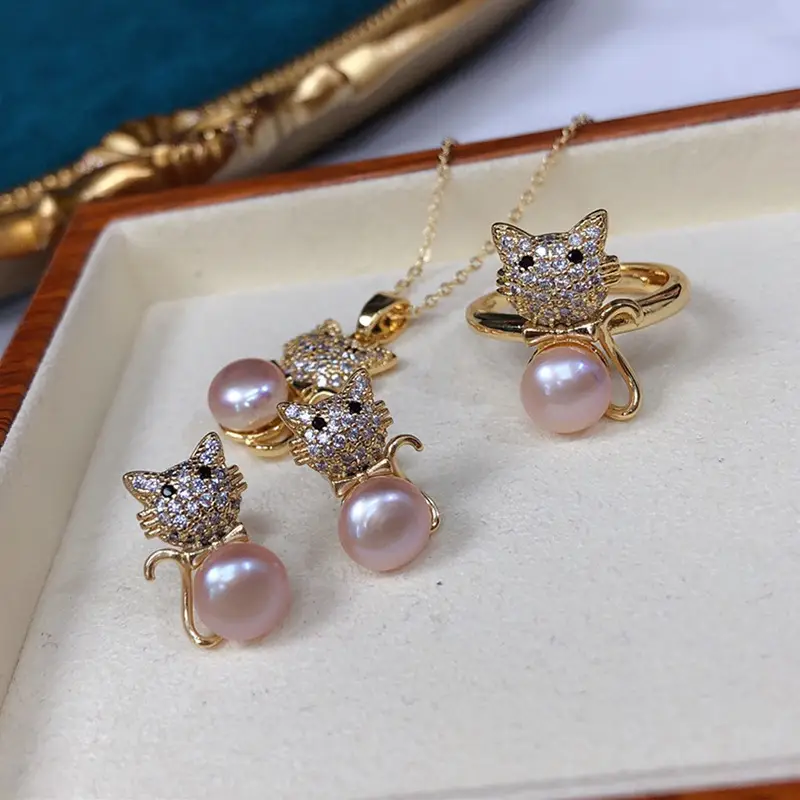 Freshwater Pearl Three-Piece Jewelry Set for Women
