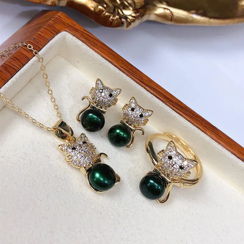Freshwater Pearl Three-Piece Jewelry Set for Women