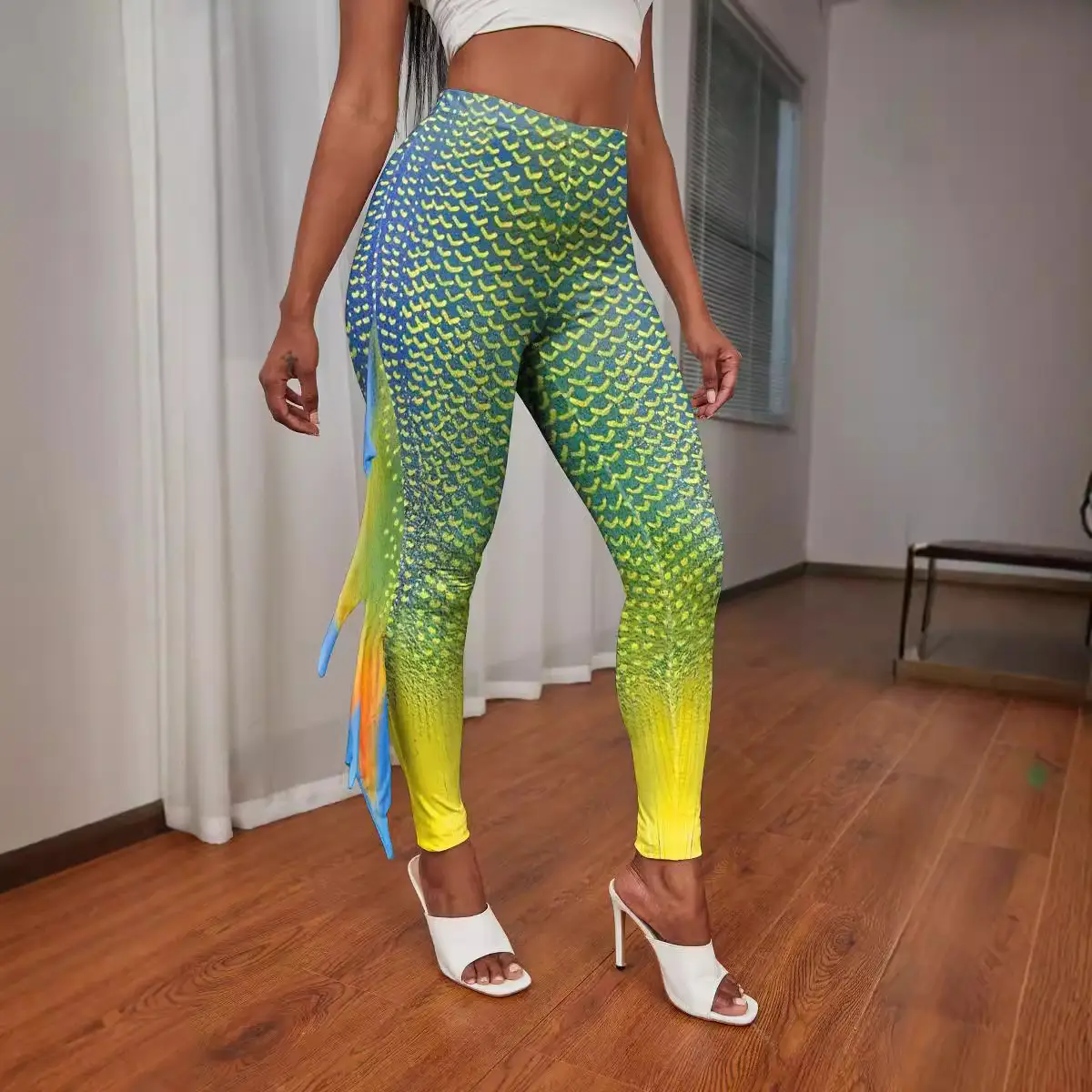 Mermaid Tail Fish Scale Printed Pants for Women - Image 5