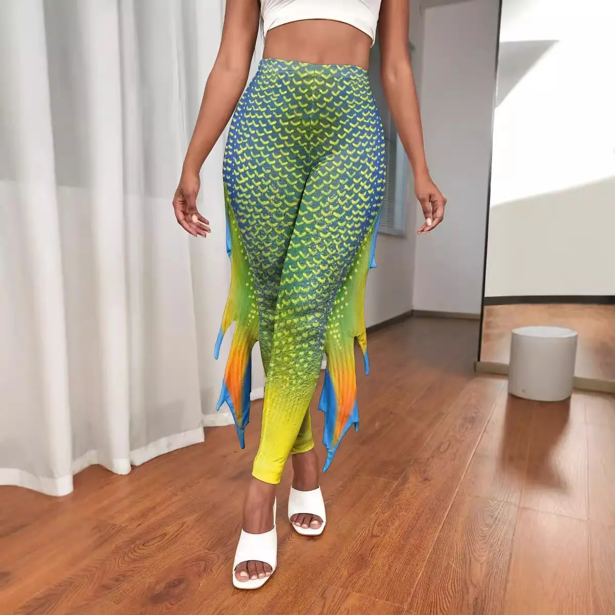 Mermaid Tail Fish Scale Printed Pants for Women - Image 7