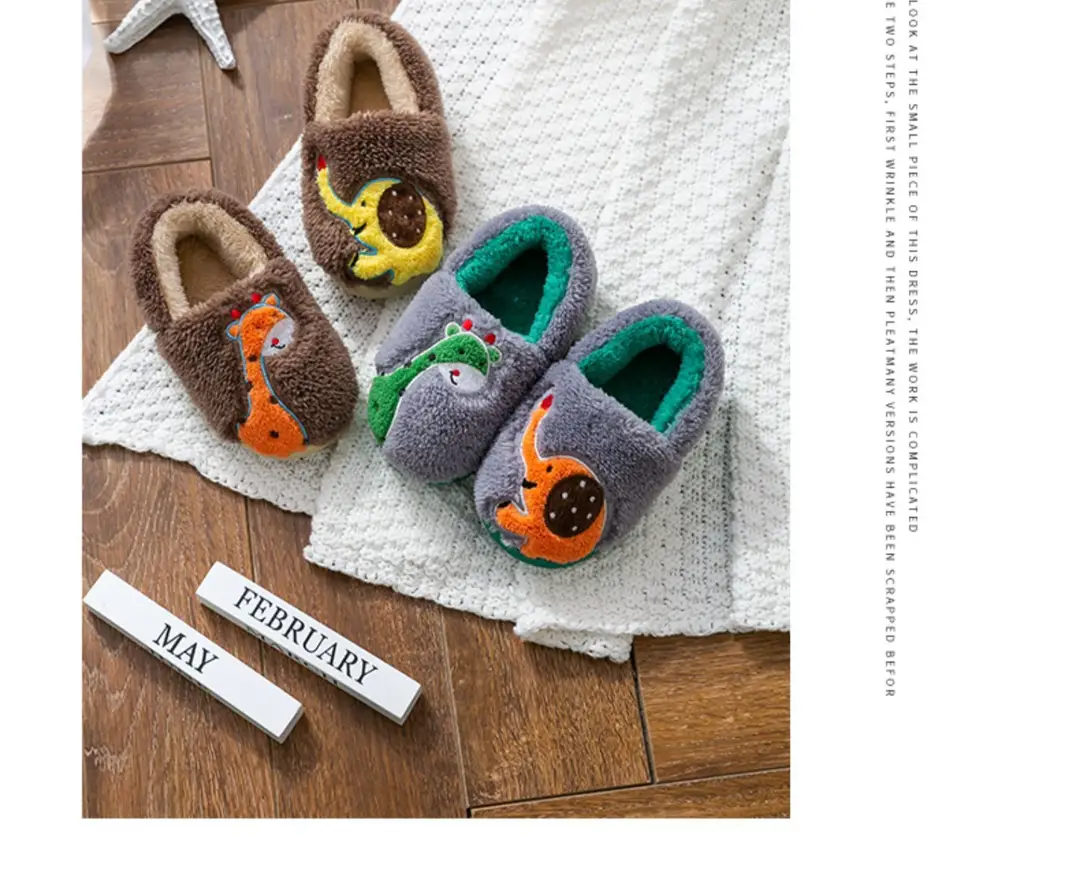 Children's Cotton Slippers Winter New Cartoon Animal Non-Slip Boys' and Girls' Kindergarten Furry Shoes — feature 32