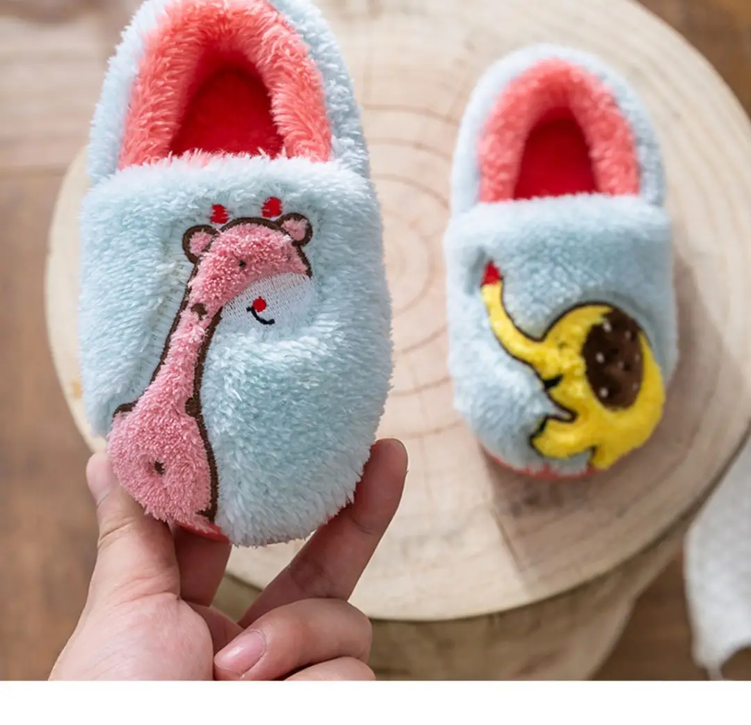 Children's Cotton Slippers Winter New Cartoon Animal Non-Slip Boys' and Girls' Kindergarten Furry Shoes — feature 36
